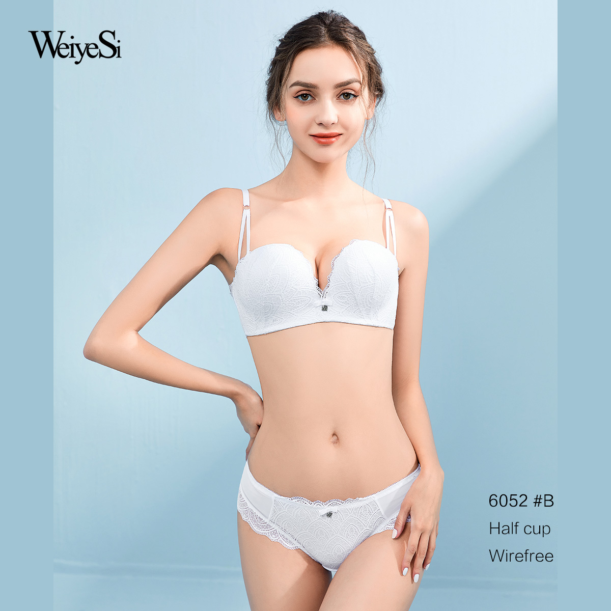Weiyesi Wireless Demi Bra. Half Cup Lace Bra Set 6052#B,Weiyesi - Fashion  bras and lingerie for women